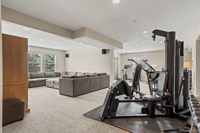 exercise room featuring carpet floors