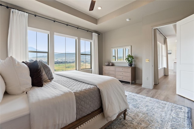 3147 S Quaker St, Morrison, CO 80465 - bedroom with light wood-style flooring, recessed lighting, and a ceiling fan