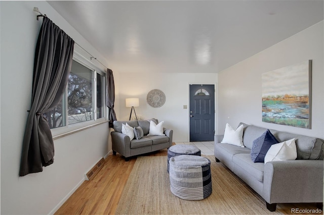 living room featuring light hardwood / wood-style floors