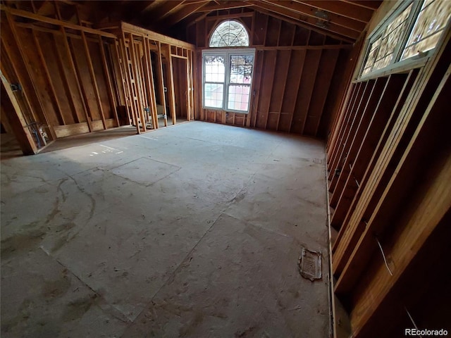miscellaneous room with vaulted ceiling