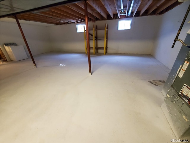 below grade area featuring washer / clothes dryer