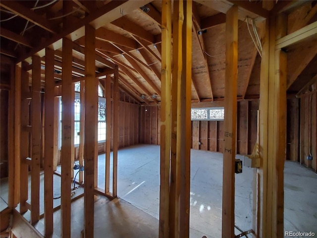misc room with vaulted ceiling
