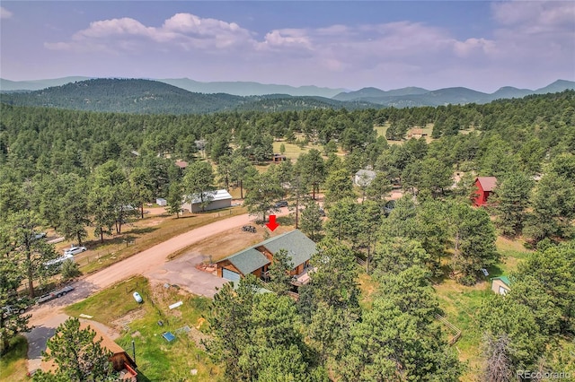 birds eye view of property with a mountain view