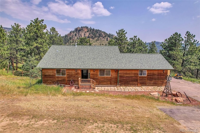 log home with a mountain view