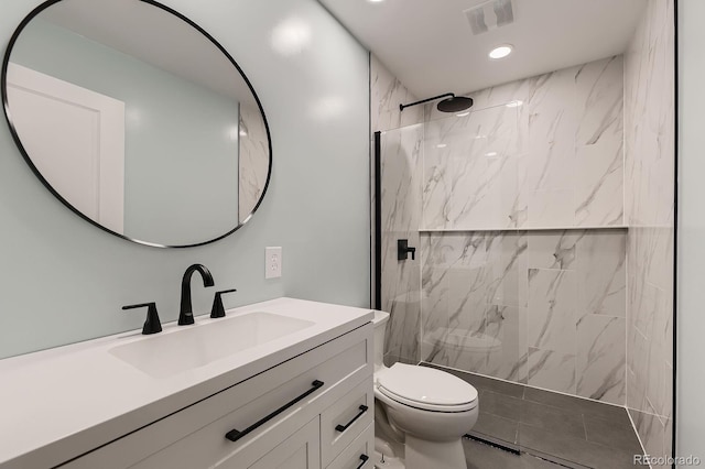 1100 E Harvey St, Castle Rock, CO 80108 - full bath with a marble finish shower, vanity, and recessed lighting