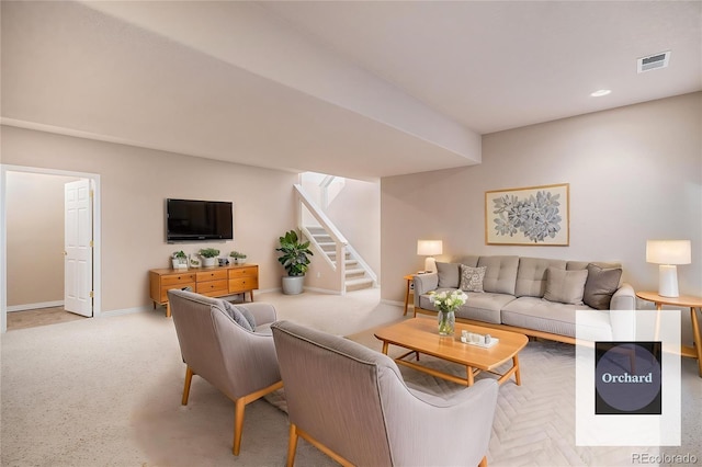 13806 E Chenango Dr, Aurora, CO 80015 - living area featuring stairs and baseboards
