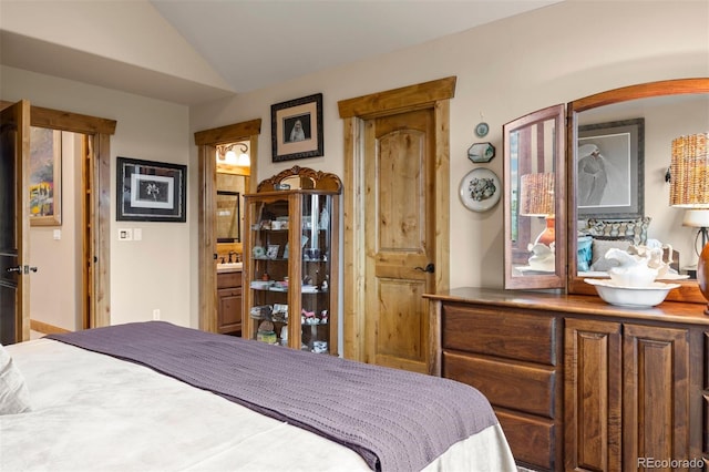 bedroom with vaulted ceiling