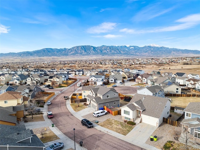 drone / aerial view with a mountain view