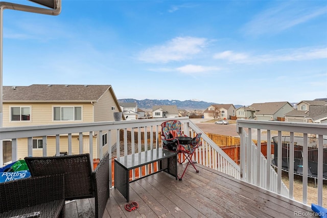 deck with a mountain view