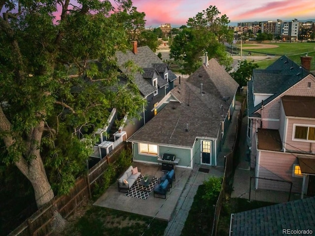 2527 W Dunkeld Pl, Denver, CO 80211 - aerial view at dusk
