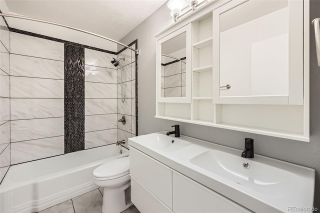 4940 E Donald Ave Unit 8, Denver, CO 80222 - bathroom featuring shower / bath combination, double vanity, and tile patterned flooring