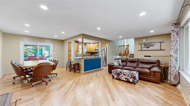 living room featuring light wood-type flooring