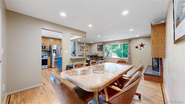 dining area featuring light hardwood / wood-style floors