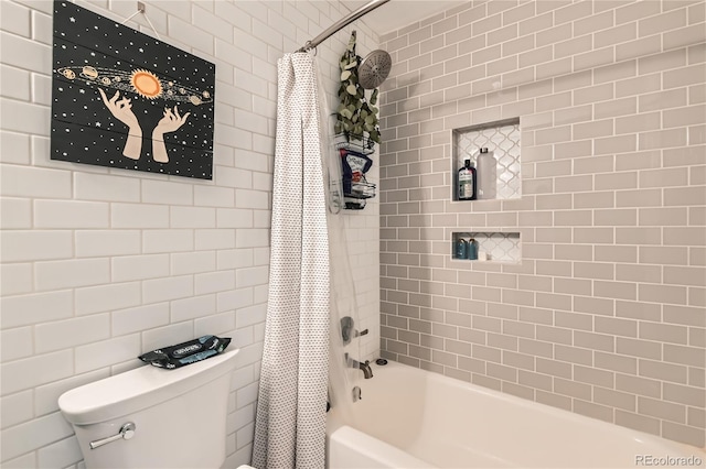 6213 Willow Ln, Boulder, CO 80301 - bathroom featuring shower / bath combination with curtain and tile walls