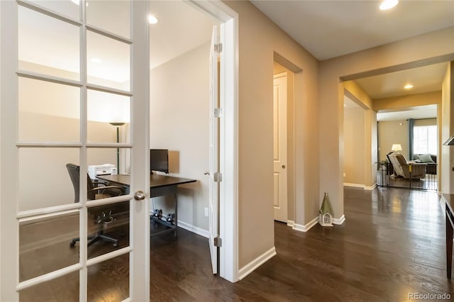 2724 Rising Moon Way, Castle Rock, CO 80109 - office area featuring dark wood-style flooring, baseboards, and recessed lighting
