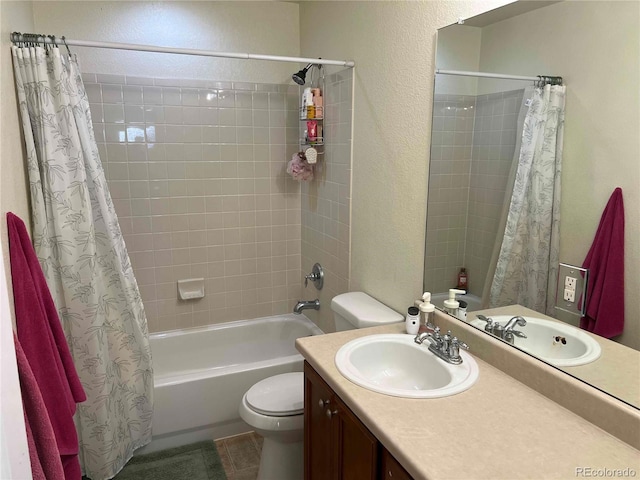10636 Racine Cir, Commerce City, CO 80022 - full bathroom with shower / tub combo with curtain, vanity, and toilet