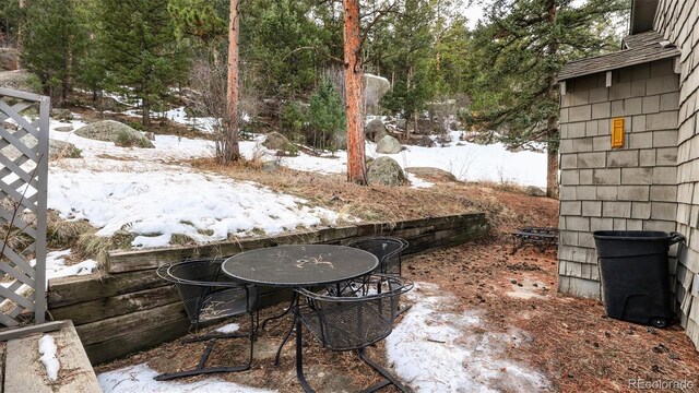 view of yard covered in snow