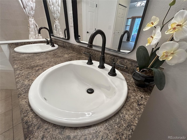 details featuring a sink and double vanity