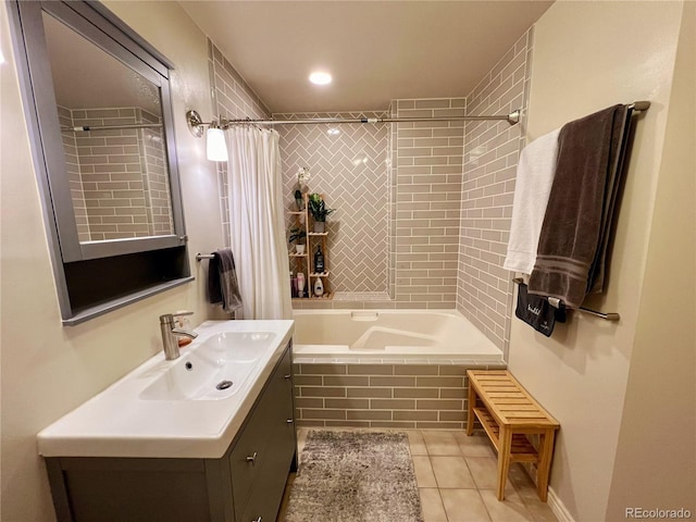 300 W 11th Ave Unit 10D, Denver, CO 80204 - bathroom featuring tile patterned flooring, tiled shower / bath, and vanity