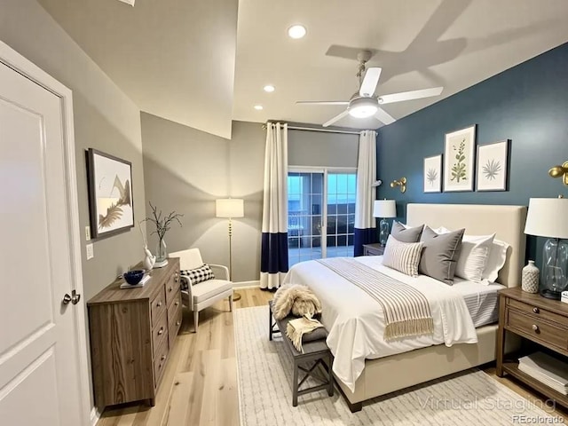 300 W 11th Ave Unit 10D, Denver, CO 80204 - bedroom with light wood finished floors, recessed lighting, and ceiling fan