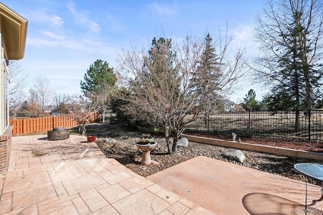 view of patio featuring a fenced backyard