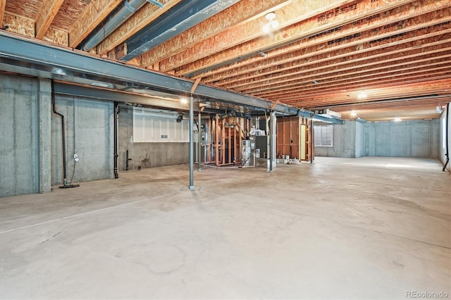 view of unfinished basement