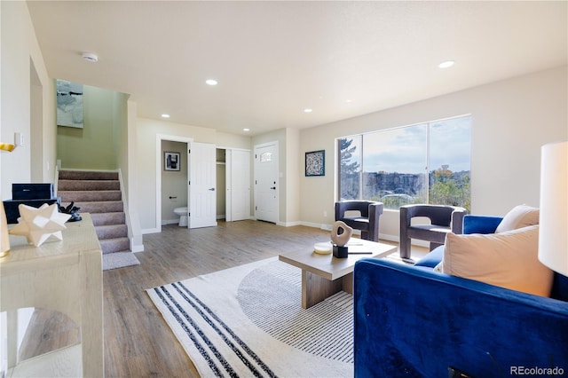 living room with light wood-type flooring