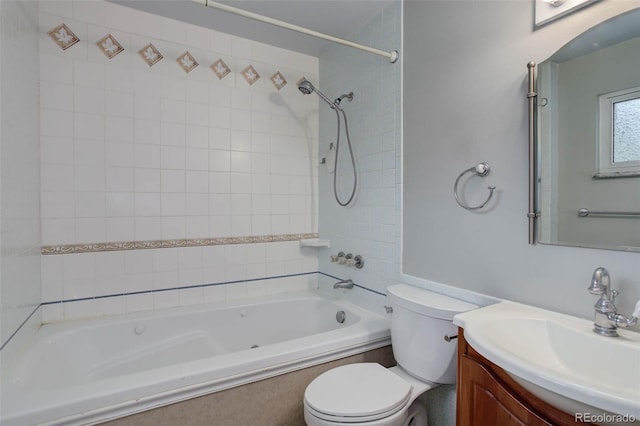 9743 W 67th Pl, Arvada, CO 80004 - bathroom featuring shower / tub combination, toilet, and vanity