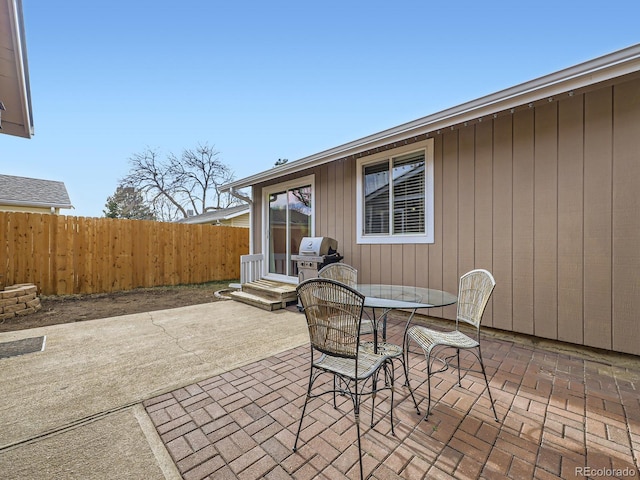 view of patio with area for grilling