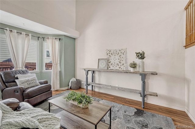 living room with hardwood / wood-style floors