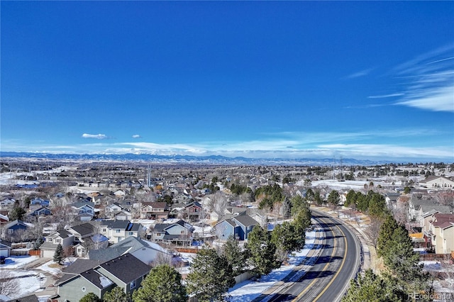 aerial view featuring a mountain view