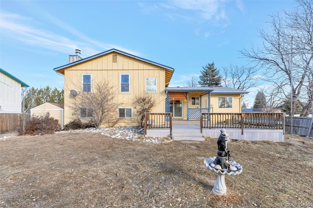 view of front of house with a wooden deck