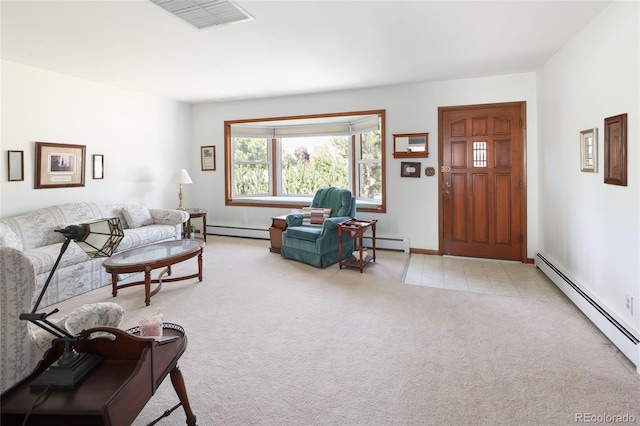 2900 S Golden Way, Denver, CO 80227 - living room featuring baseboard heating and light colored carpet