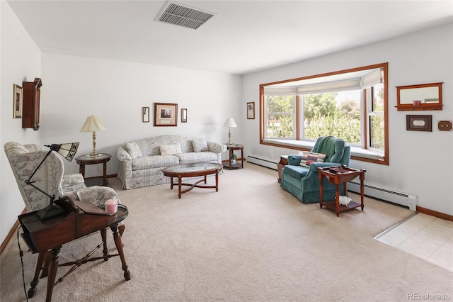 2900 S Golden Way, Denver, CO 80227 - living room featuring a baseboard radiator and carpet