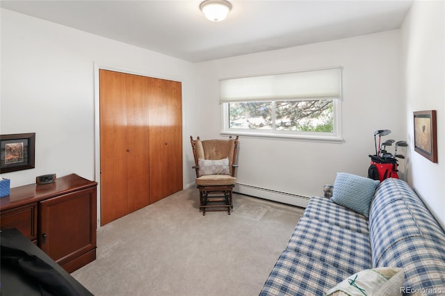 2900 S Golden Way, Denver, CO 80227 - sitting room with a baseboard heating unit and light carpet