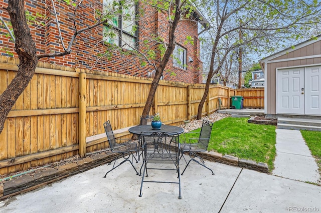 3259 Lowell Blvd, Denver, CO 80211 - fenced backyard featuring a patio area and outdoor dining space