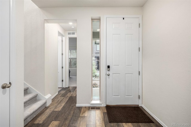 9723 Bennett Peak St, Littleton, CO 80125 - foyer entrance featuring dark wood-style floors and baseboards