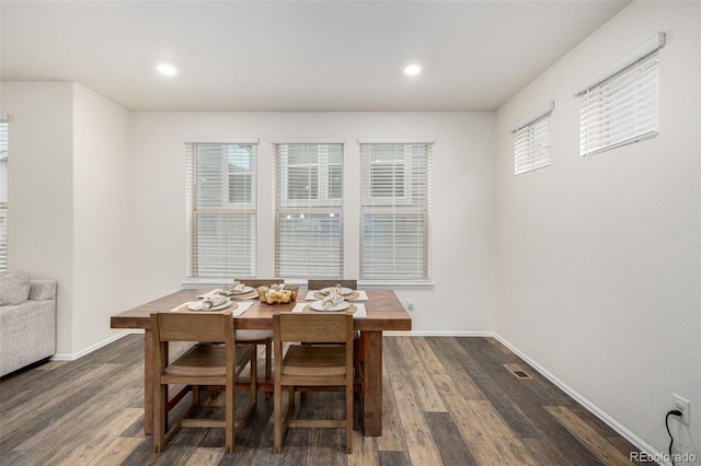 9723 Bennett Peak St, Littleton, CO 80125 - dining space featuring wood finished floors, baseboards, and recessed lighting
