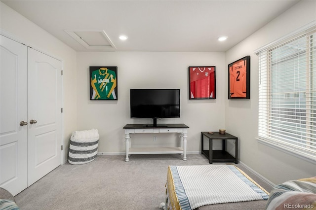 9723 Bennett Peak St, Littleton, CO 80125 - living room with carpet, baseboards, and recessed lighting