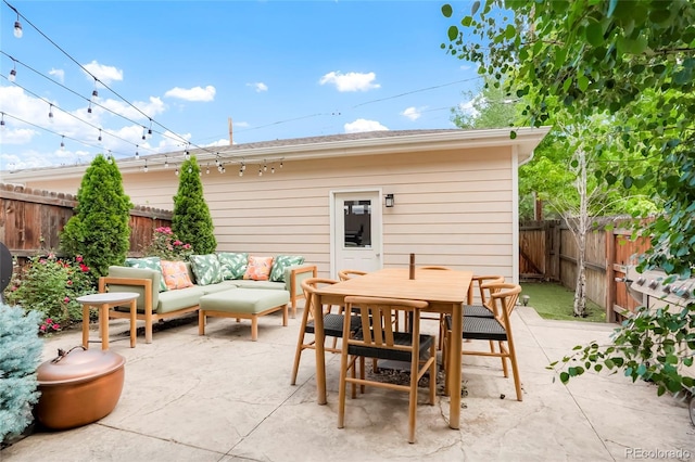 4414 Wolff St, Denver, CO 80212 - fenced backyard with a patio area, outdoor lounge area, and outdoor dining space