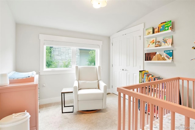 4414 Wolff St, Denver, CO 80212 - bedroom with a nursery area, carpet, lofted ceiling, and a closet