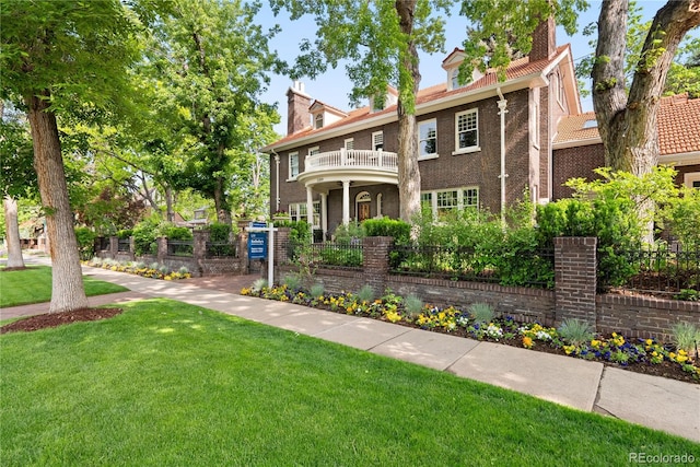 3309 E 7th Avenue Pkwy, Denver, CO 80206 - view of front facade featuring brick siding and a chimney