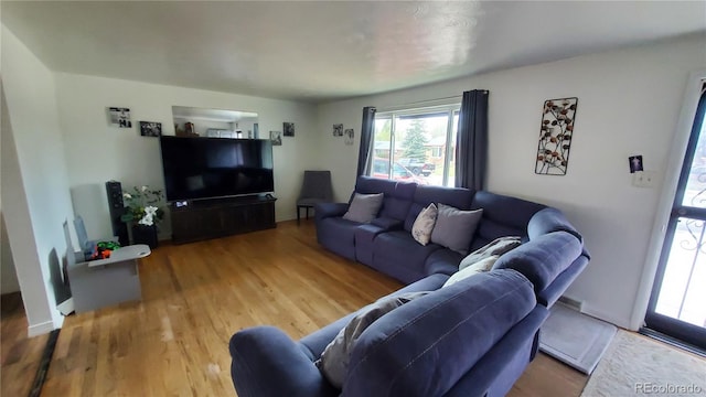 living area with wood finished floors and a wealth of natural light