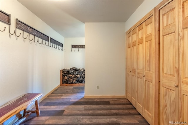 mudroom with dark hardwood / wood-style floors