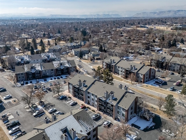 drone / aerial view with a mountain view