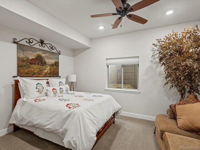 10553 Fairhurst Way, Highlands Ranch, CO 80126 - carpeted bedroom featuring baseboards, recessed lighting, and ceiling fan