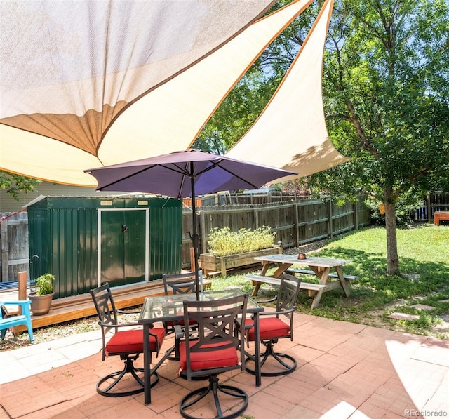 12175 Birch St, Thornton, CO 80241 - fenced backyard featuring outdoor dining area and a patio area