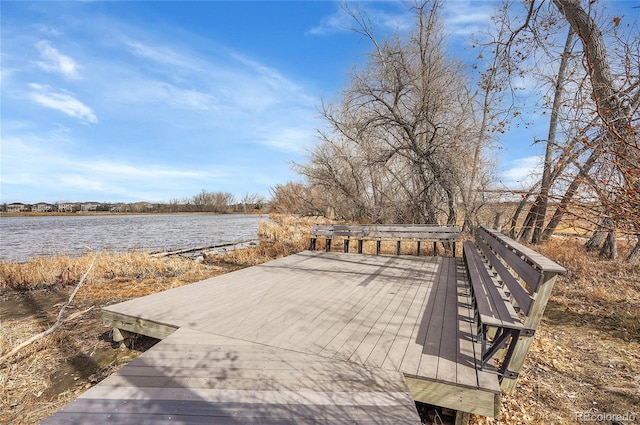 deck with a water view