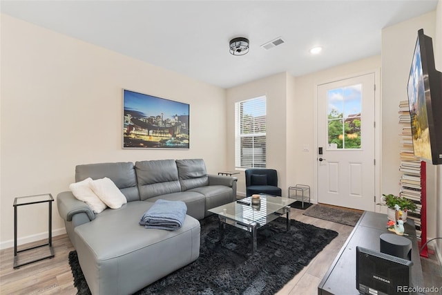 5745 S Buchanan Ct Unit C, Aurora, CO 80016 - living room with light wood-style floors and baseboards