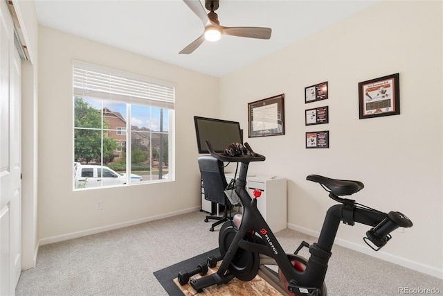5745 S Buchanan Ct Unit C, Aurora, CO 80016 - exercise room featuring carpet floors and a ceiling fan
